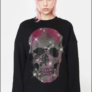 Edgy Black Skull Graphic Sweater